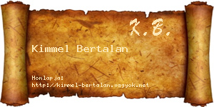 Kimmel Bertalan névjegykártya